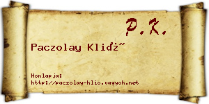 Paczolay Klió névjegykártya
